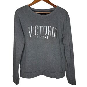 Victoria Sport Sweatshirt‎ Cropped Pullover Long Sleeve Top Gray Size M